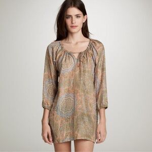 J. Crew Harbor Paisley 100% Silk Tunic Top Size Medium